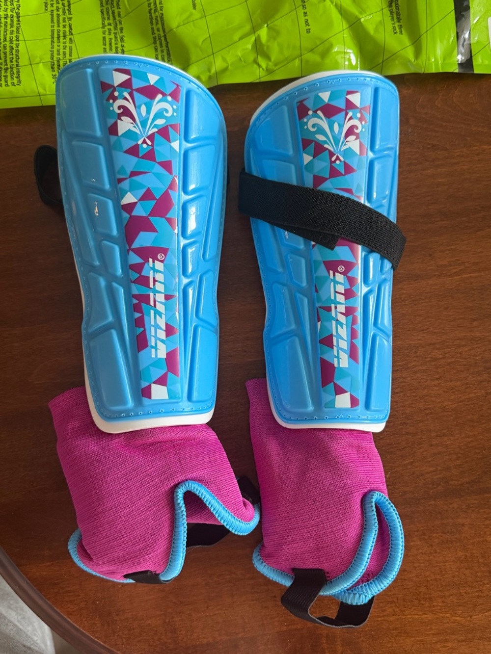 Large Blue Maroon Shin Guards Lightweight Hard Shell Foam Padding Protection